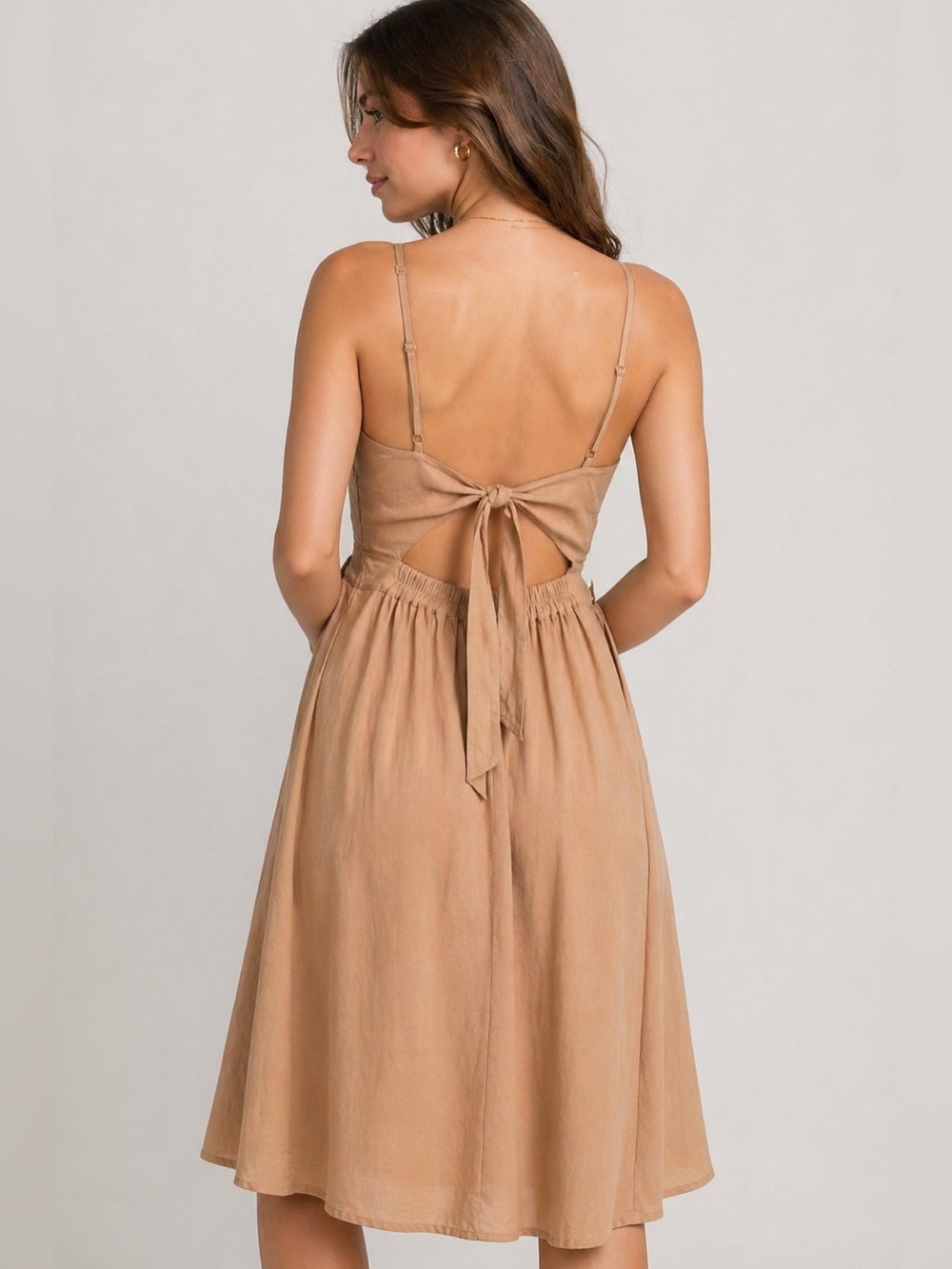 RW&co Spaghetti Strap Midi Dress Open Back Tie Detail - Picture 2 of 12
